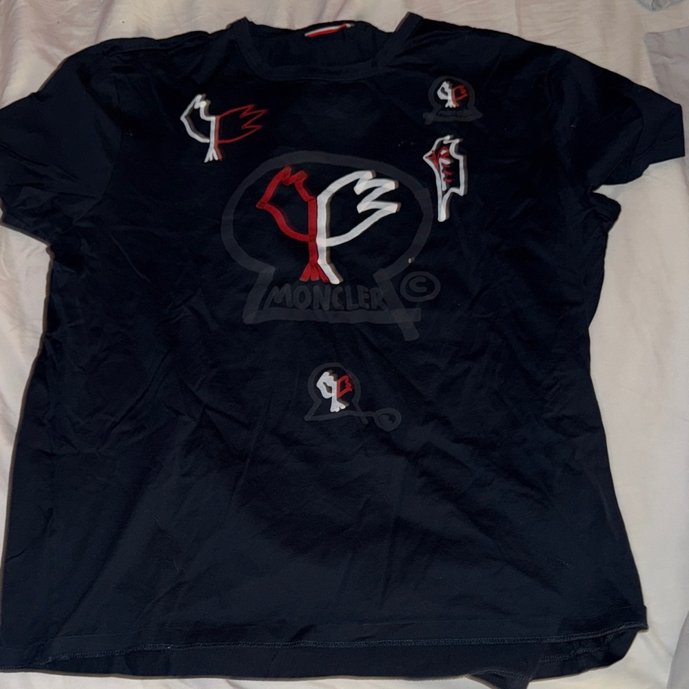 Moncler Navy T-Shirt with Designs